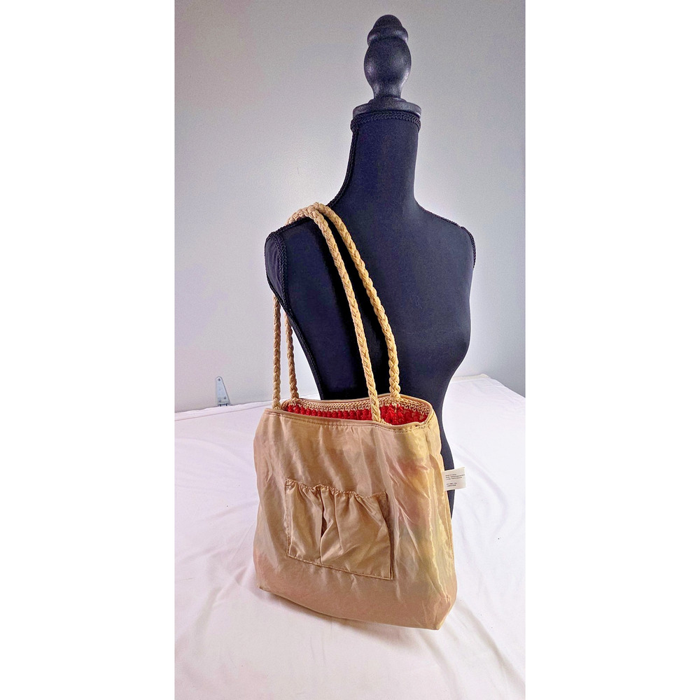 The Sak Crochet Rainbow Striped Tote Bag Rope Handle Lined Boho Shoulder - Picture 4 of 4